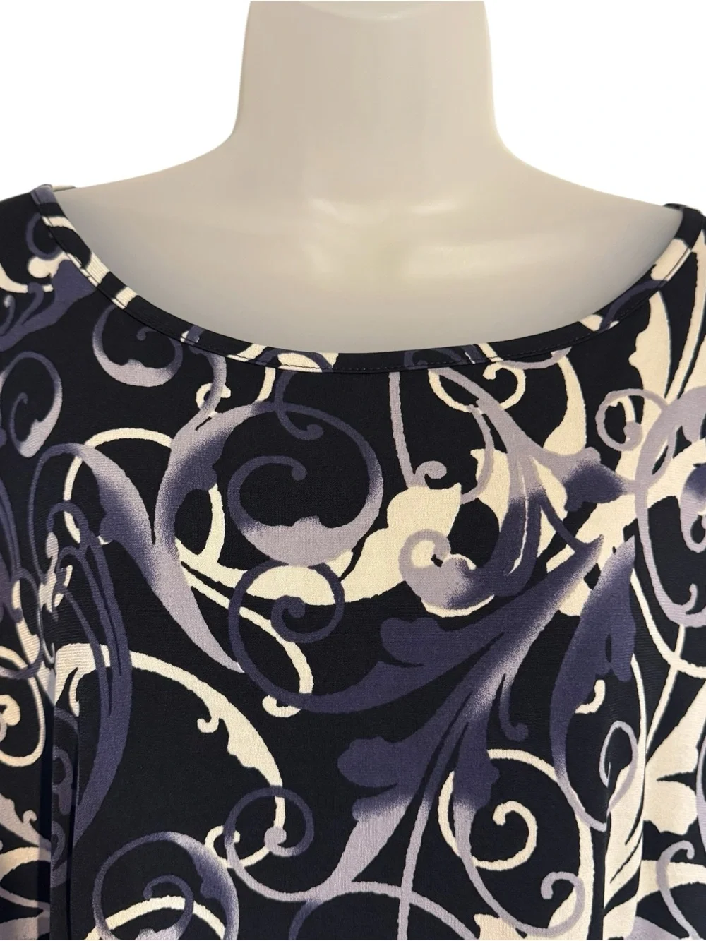 ANTTHONY  BLACK PURPLE & CREAM SWIRL PRINT TUNIC TOP  PLUS: 2X   #Z - Picture 2 of 7